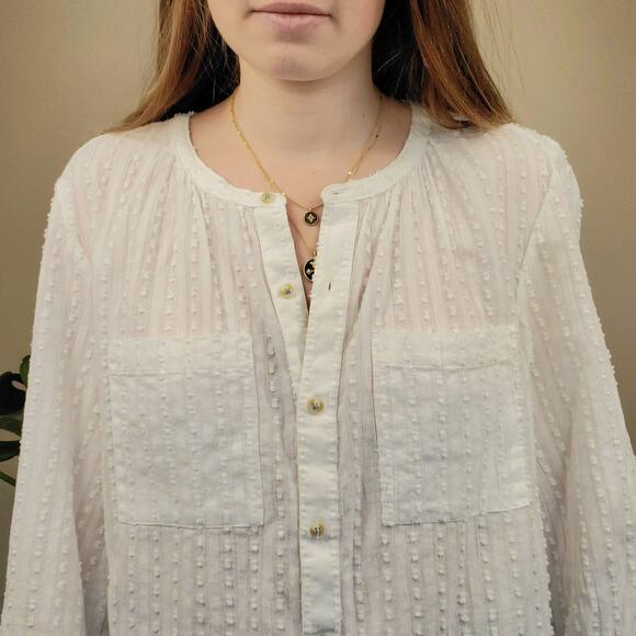 Anthropologie Akemi & Kin Swiss Dot Buttondown White Medium - Picture 4 of 6
